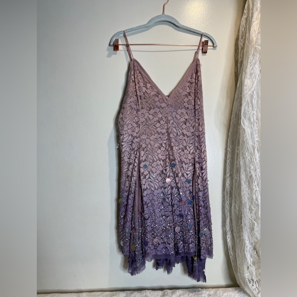 Free People Time After Time Embellished Whimsical Sequins Lace Mini Dress - Picture 4 of 9